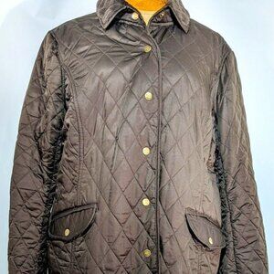Jones New York Casual Brown/Gold Womens Faux Fur lined Quilted Jacket Coat LARGE